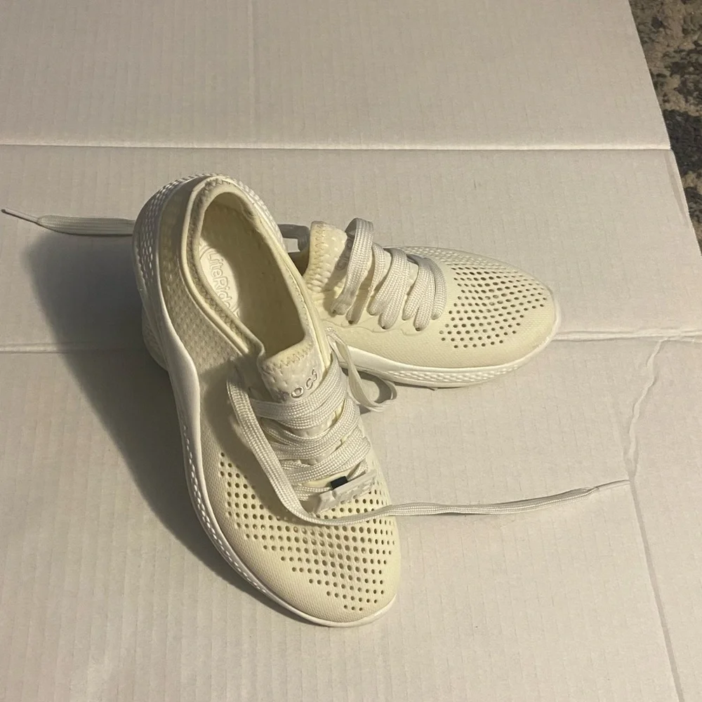 CROCS Women’s Cream Athletic Slip-On Sneakers